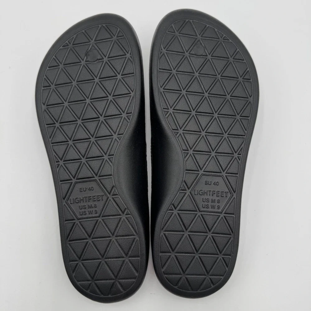 Lightfeet Arch Support Flip Flops Sandals Women 9 / Men 8 Black Beach Vacation